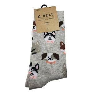 K. Bell Gray Dog Crew Socks Sz 4-10